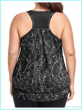 Plus Size Racerback Tank Top Women Athletic Yoga Gym Workout Shirt Loose Fit